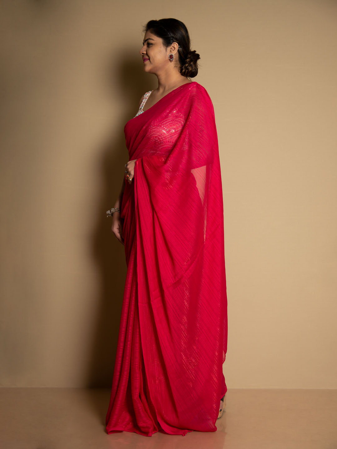 SARIKA Women Rani Solid Gangubai Chiffon