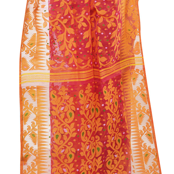 Handloom Cotton Temple Border Jamdani Saree – Ethnic Grace Redefined
