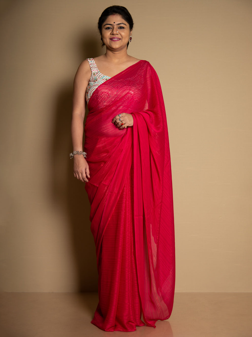 SARIKA Women Rani Solid Gangubai Chiffon