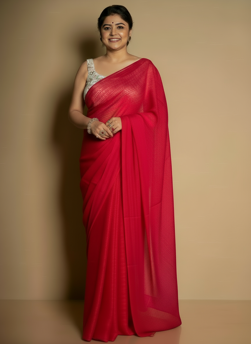 SARIKA Women Rani Solid Gangubai Chiffon