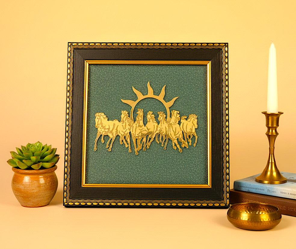 7 Running Horses Vastu Wall Art Photo | Lucky Horse Painting for Wealth, Success & Home Décor