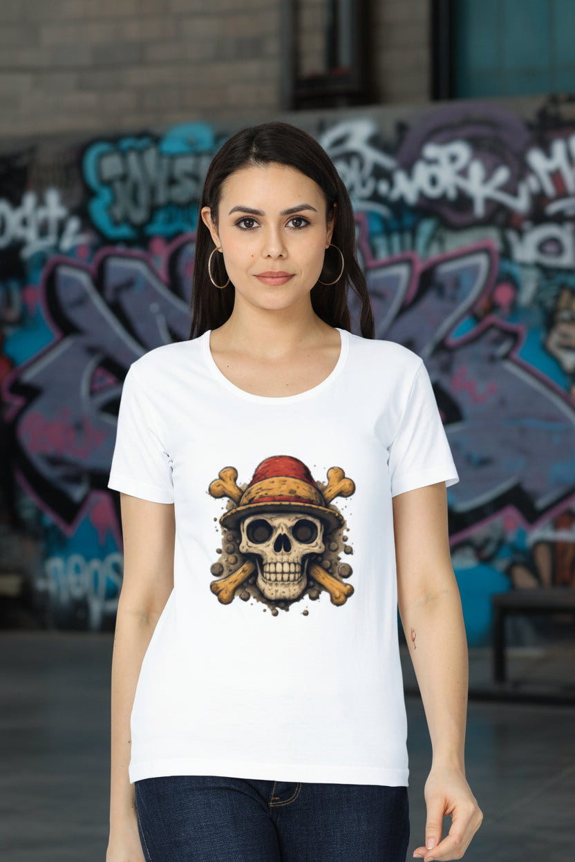 One Piece Skull Graphic  T-Shirt for Women