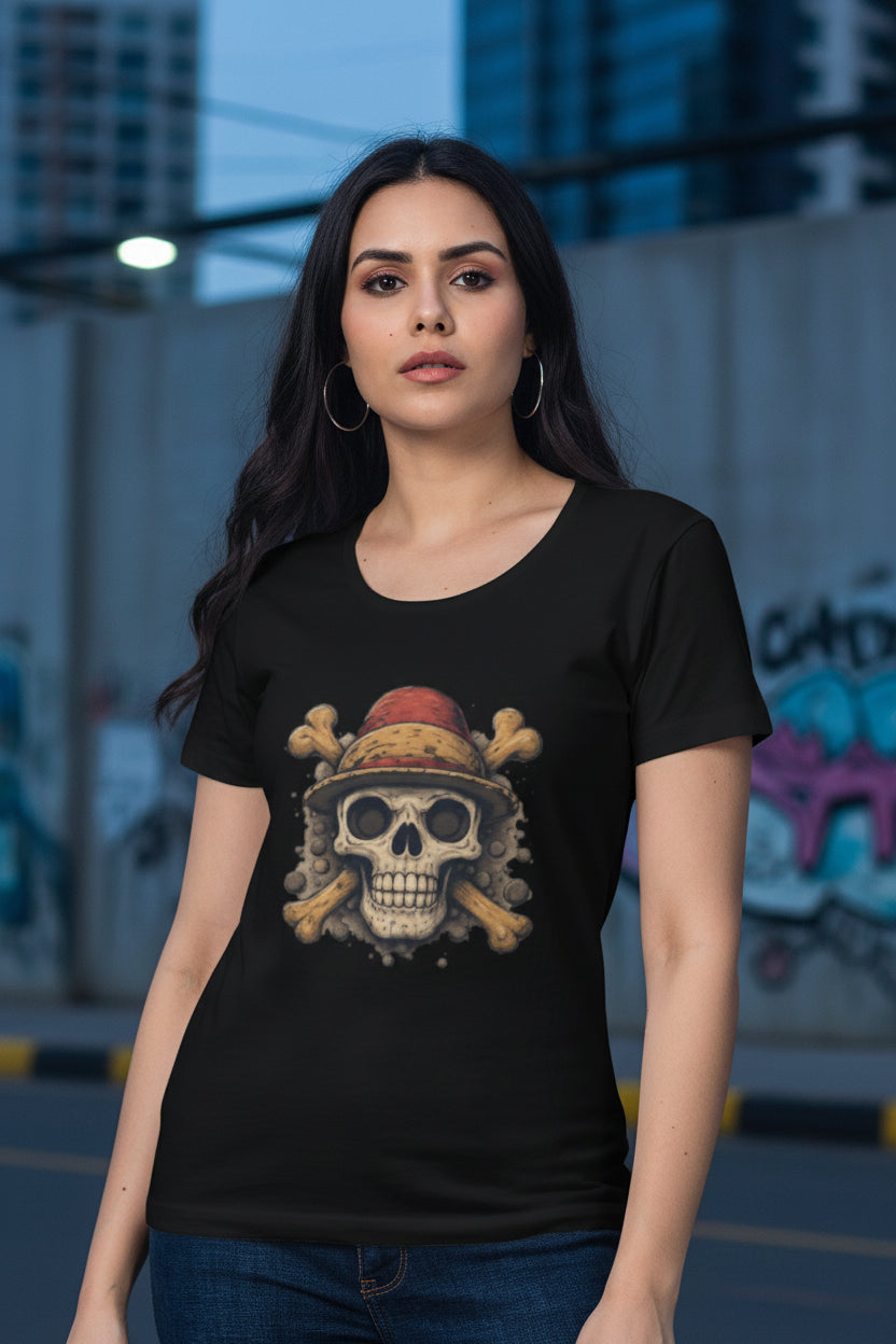 One Piece Skull Graphic  T-Shirt for Women