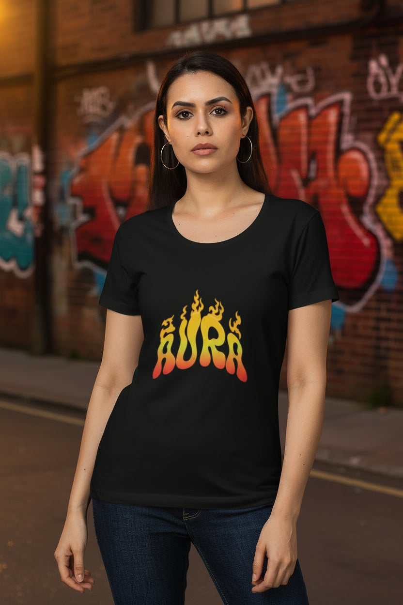 AURA Flame Graphic  T-Shirt for Women