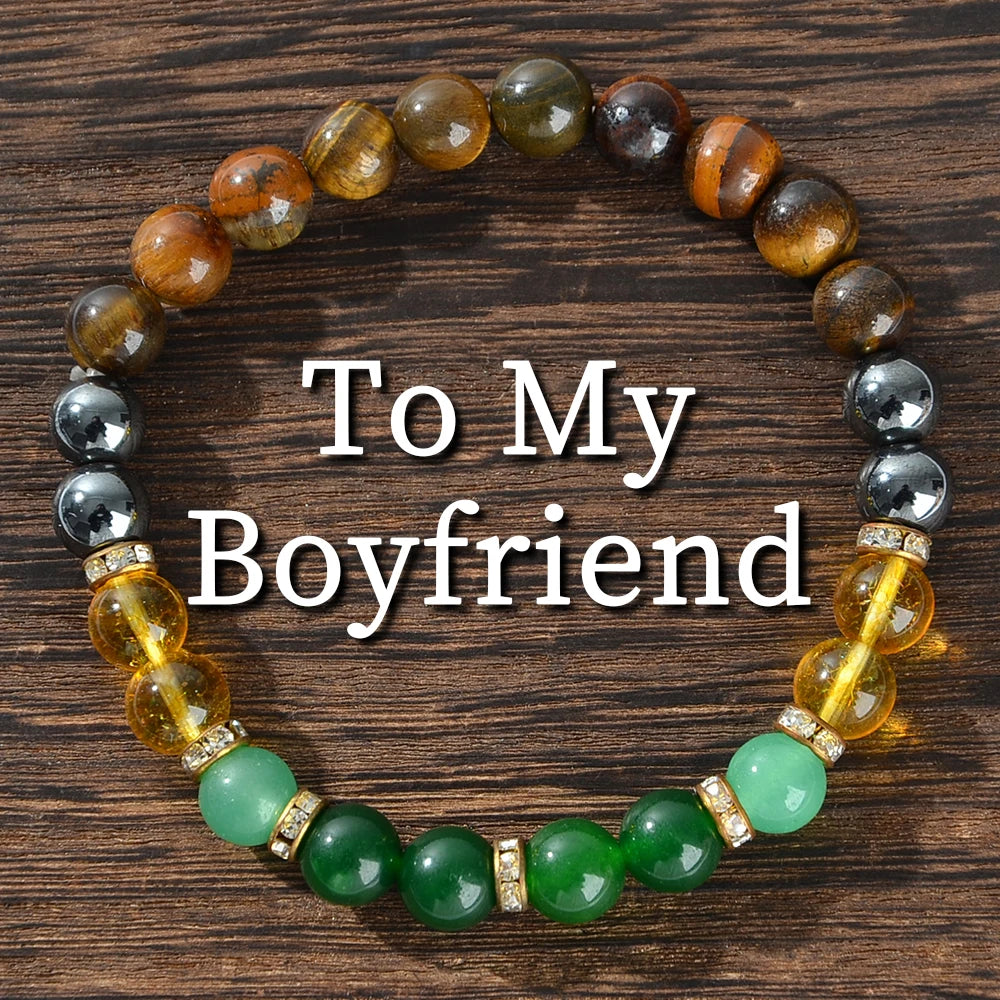 Men's Natural Crystal Gemstone Bracelet - A Meaningful Anniversary Gift for Boyfriends, Suitable for Daily Wear and Parties