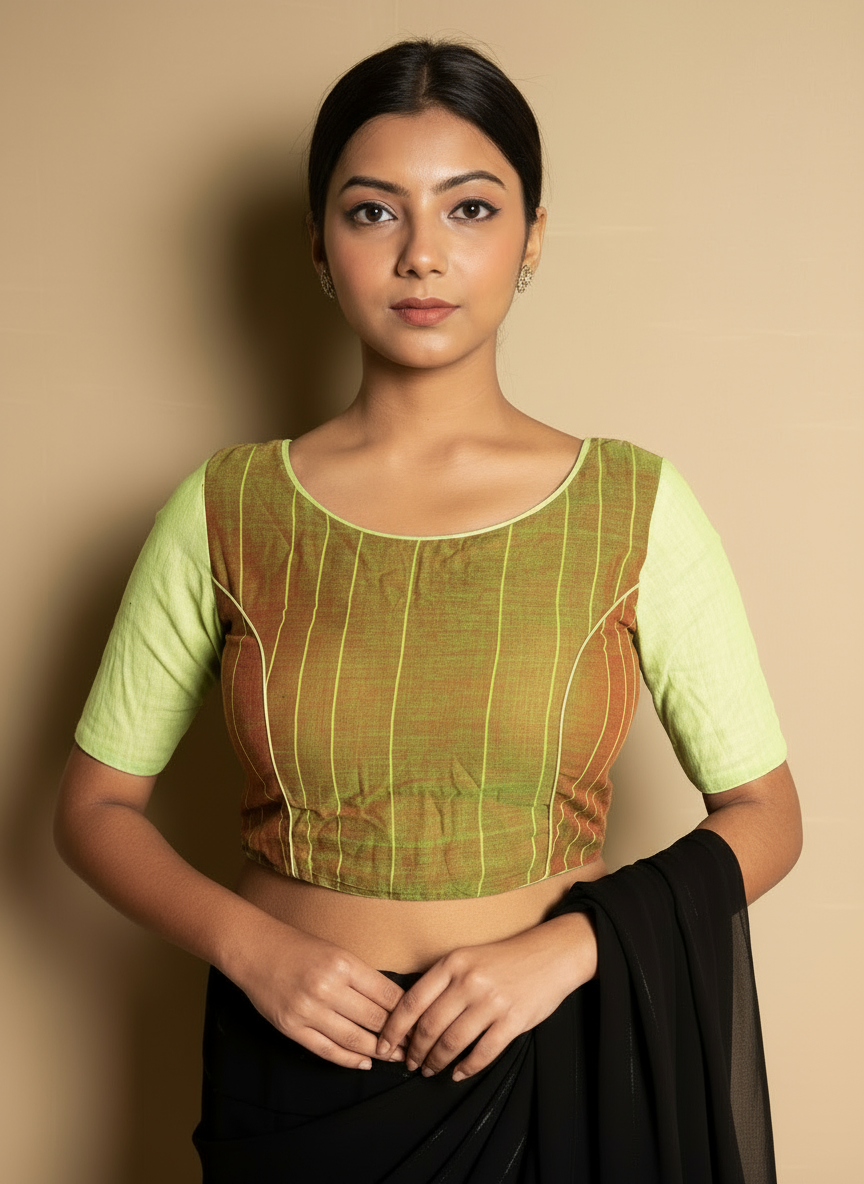 Designer Green Blouse with Elegant Detailing