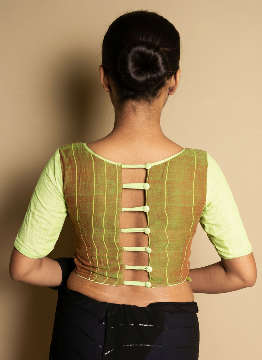 Designer Green Blouse with Elegant Detailing