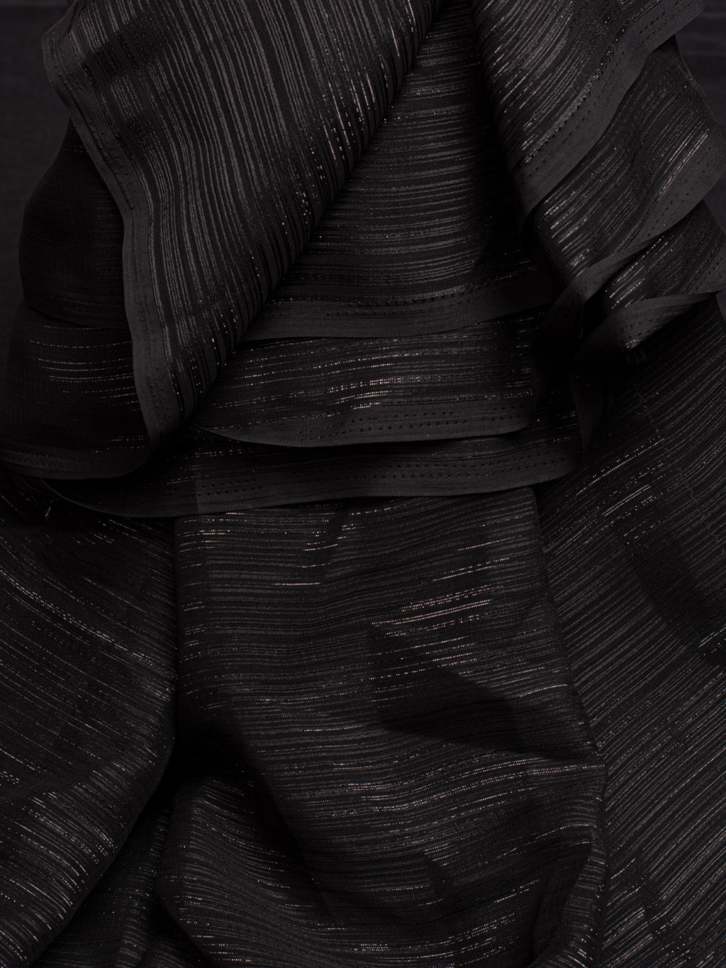 SARIKA Women Black Solid Gangubai Chiffon Saree