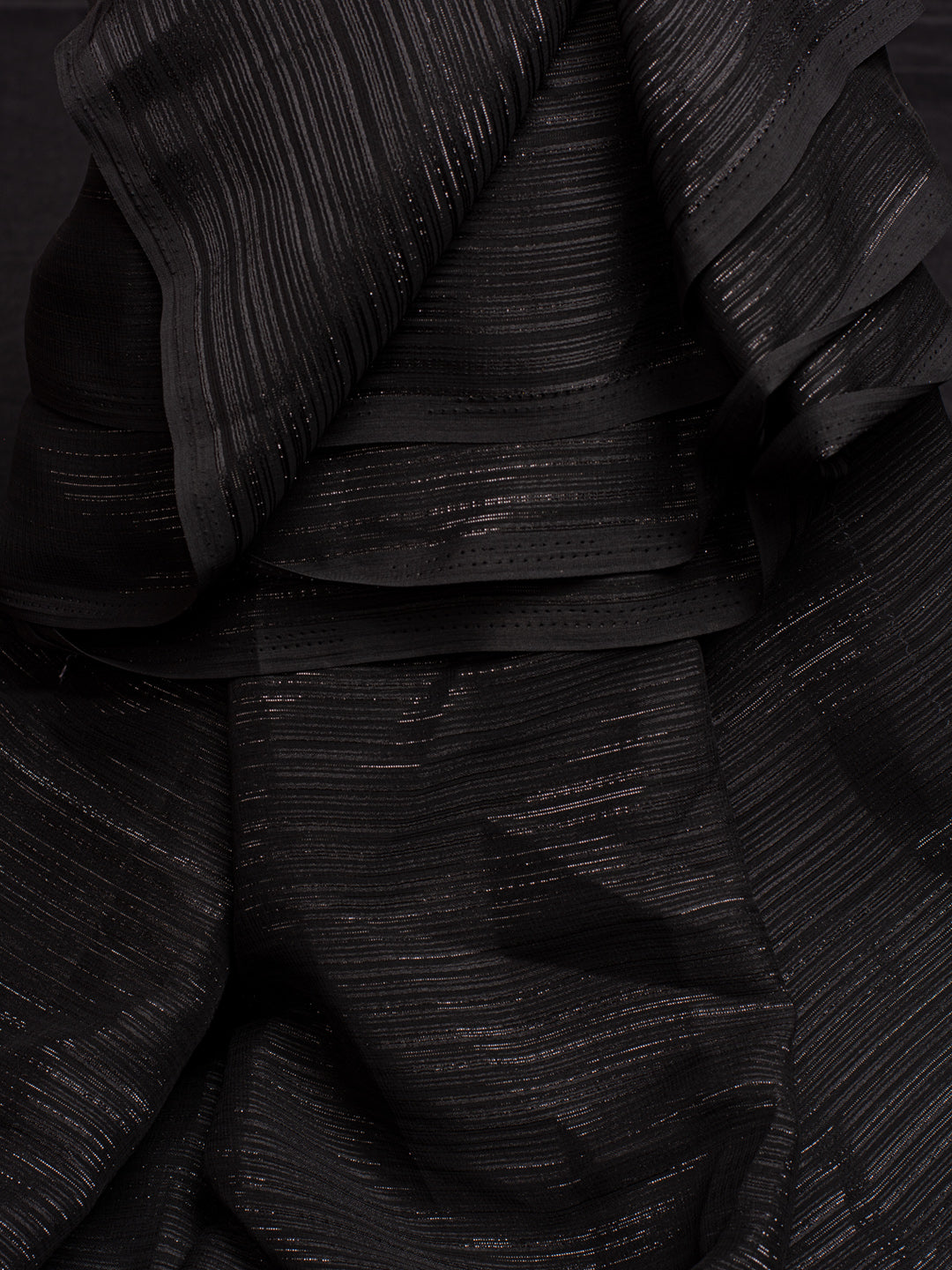 SARIKA Women Black Solid Gangubai Chiffon Saree