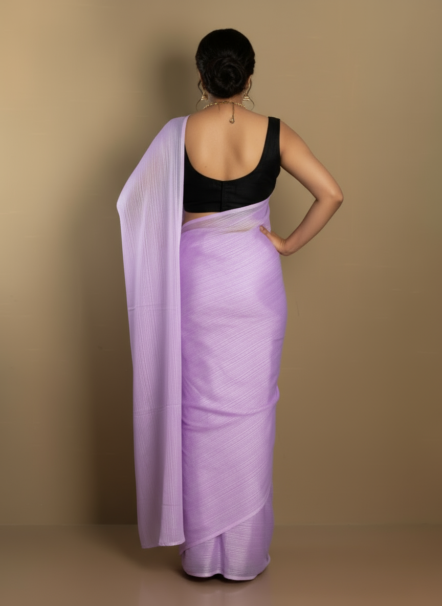 SARIKA Women Lavender Solid Gangubai Chiffon