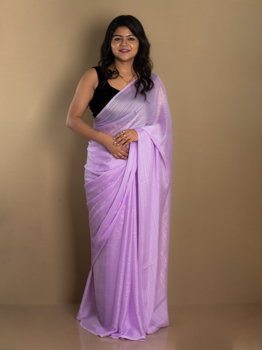 SARIKA Women Lavender Solid Gangubai Chiffon