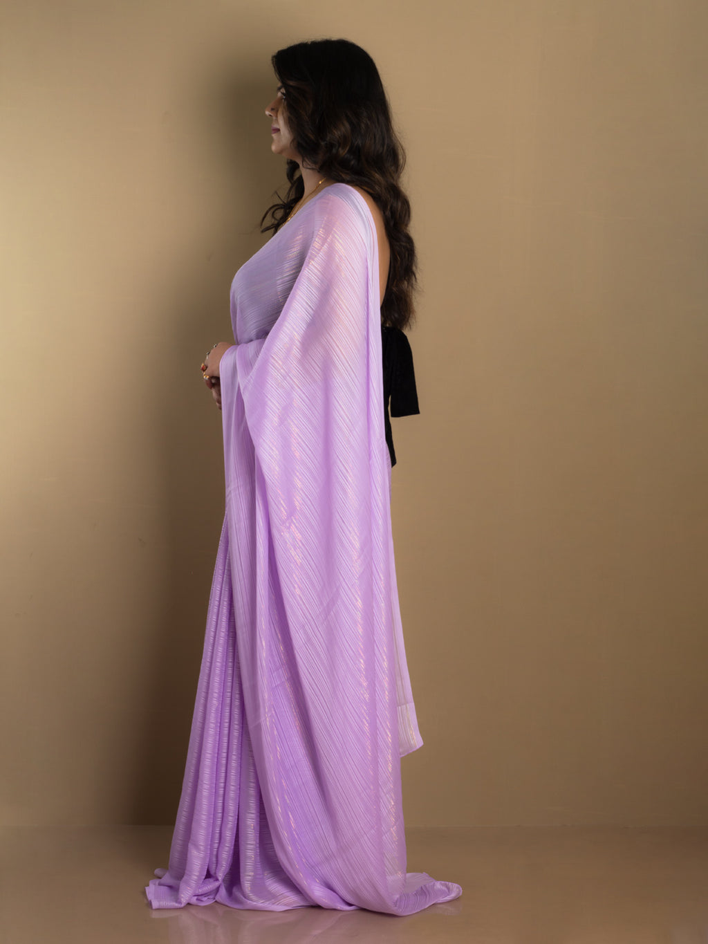 SARIKA Women Lavender Solid Gangubai Chiffon