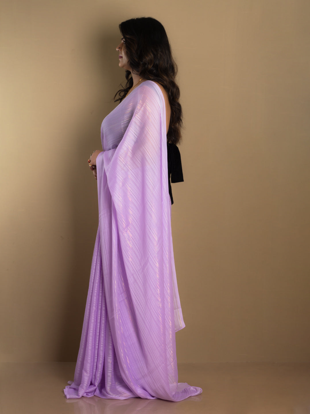 SARIKA Women Lavender Solid Gangubai Chiffon