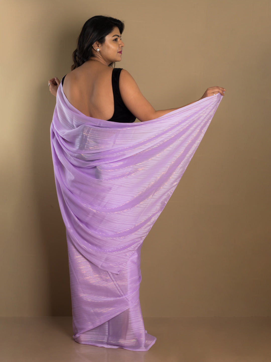 SARIKA Women Lavender Solid Gangubai Chiffon