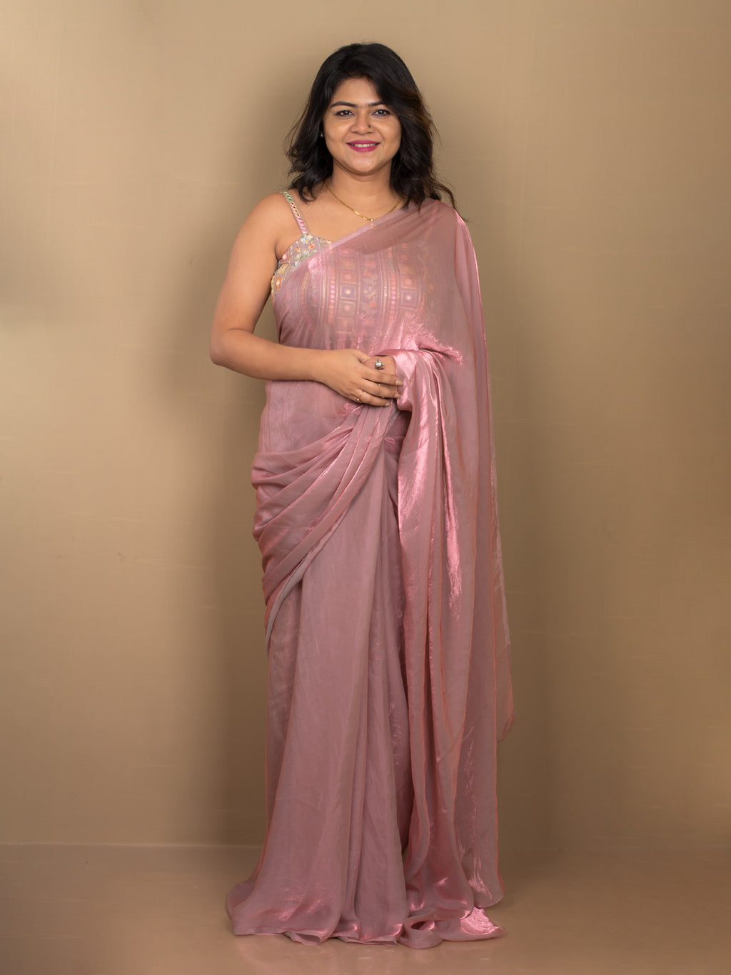 SARIKA Women Mauve Metallic Chiffon