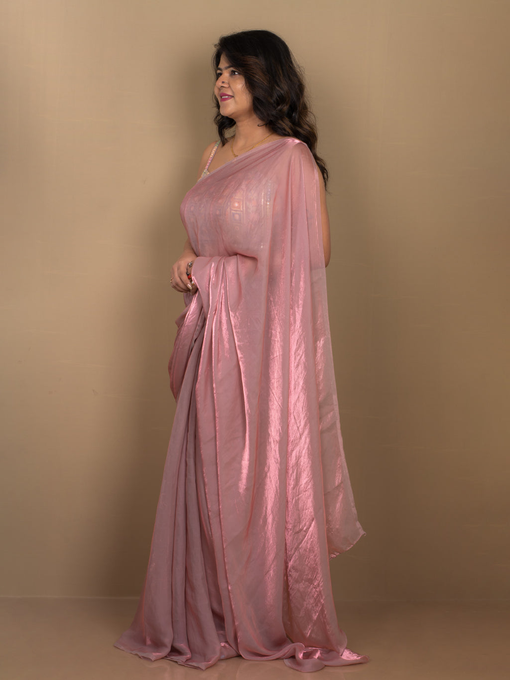 SARIKA Women Mauve Metallic Chiffon