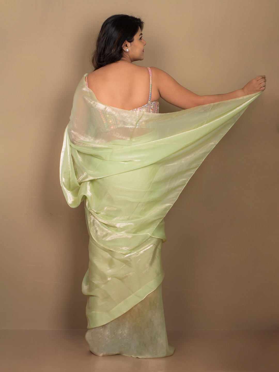 SARIKA Women Pista Green Metallic Chiffon