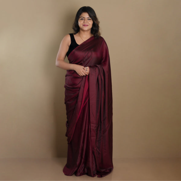 SARIKA Women Wine Dual tone Maslin Solid Chiffon