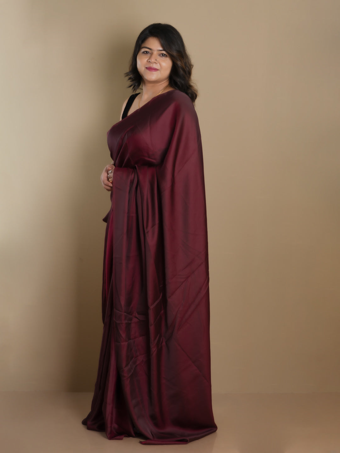 SARIKA Women Wine Dual tone Maslin Solid Chiffon