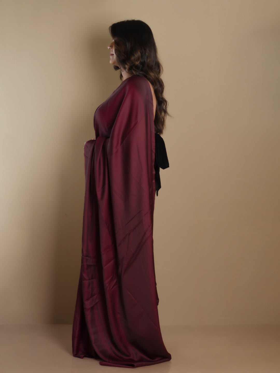SARIKA Women Wine Dual tone Maslin Solid Chiffon