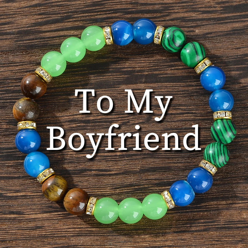 Men's Natural Crystal Gemstone Bracelet - A Meaningful Anniversary Gift for Boyfriends, Suitable for Daily Wear and Parties