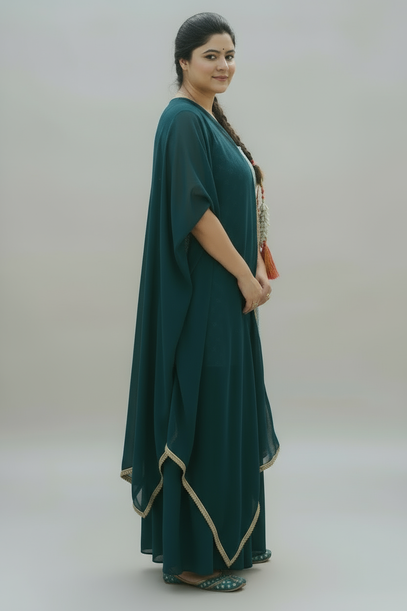 Indo Western Blue Sharara Set – Elegant Solid Design for Modern Grace