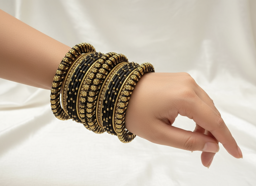 Chic Black and Golden Bangles – Blend of Elegance and Style