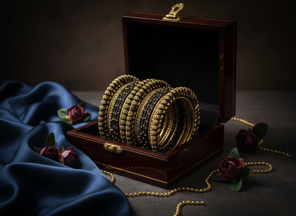 Chic Black and Golden Bangles – Blend of Elegance and Style