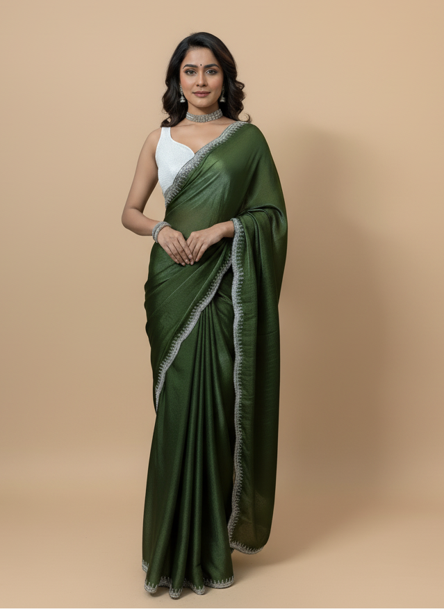 Elegant Green Designer Saree for Party & Festive Wear