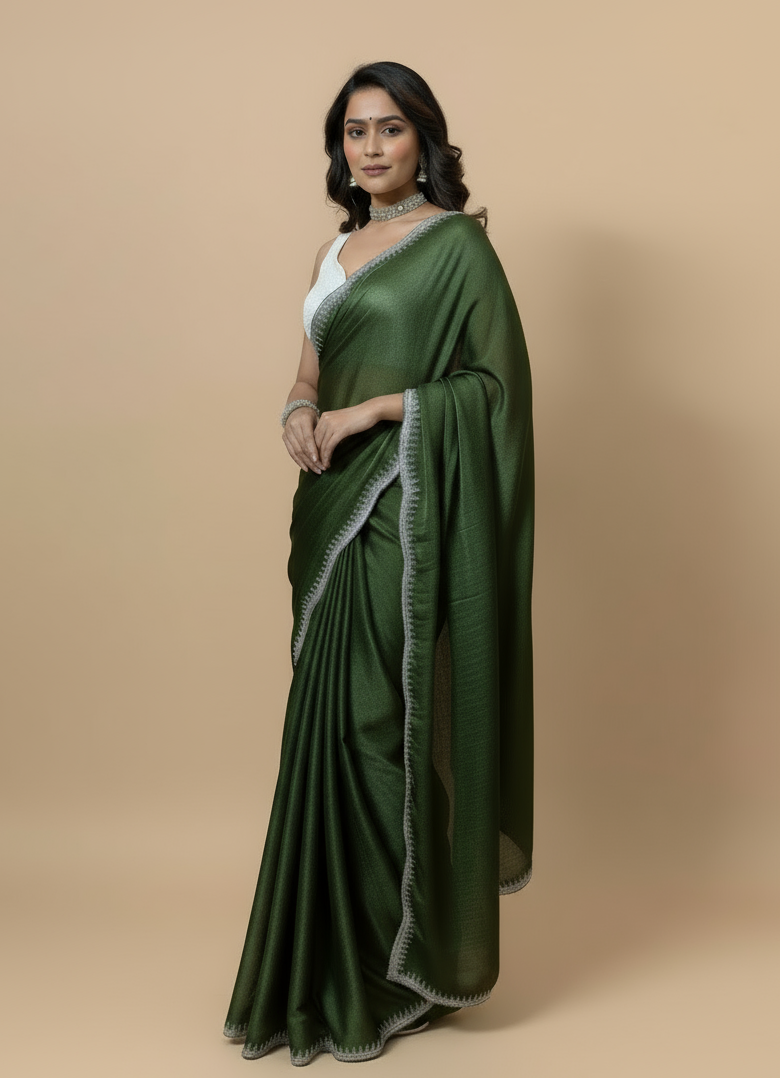 Elegant Green Designer Saree for Party & Festive Wear