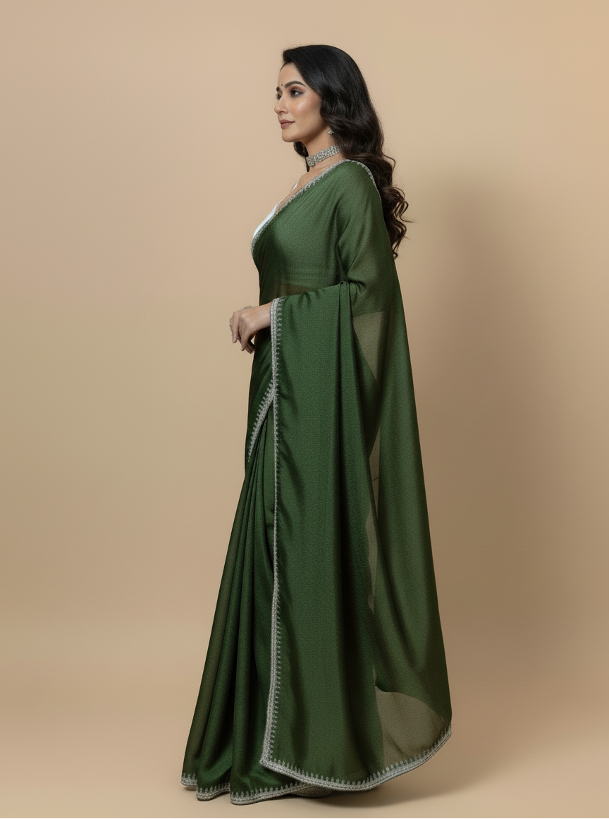 Elegant Green Designer Saree for Party & Festive Wear