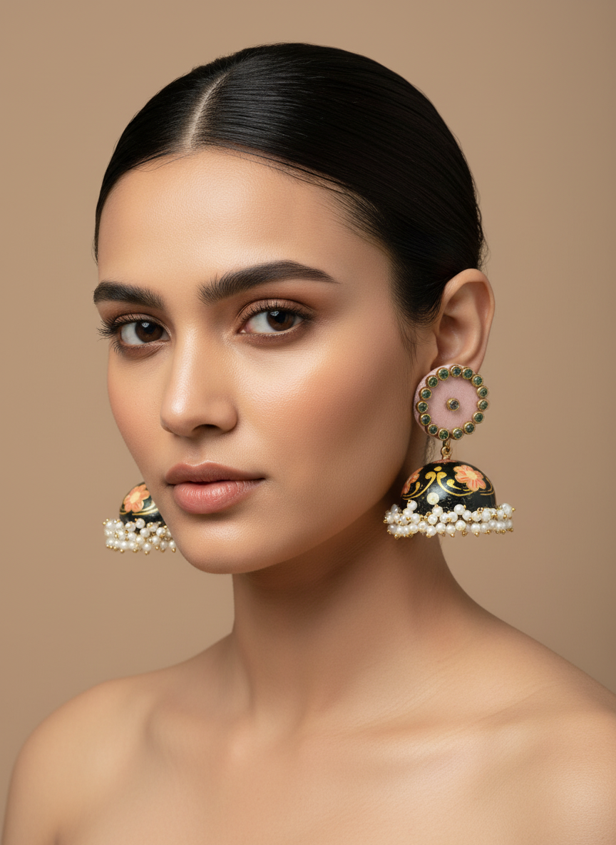 Stylish Black Jhumka Earrings for Women