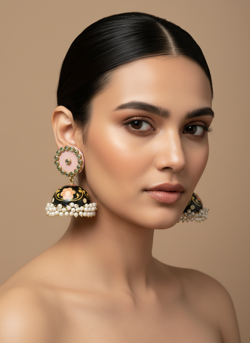 Stylish Black Jhumka Earrings for Women