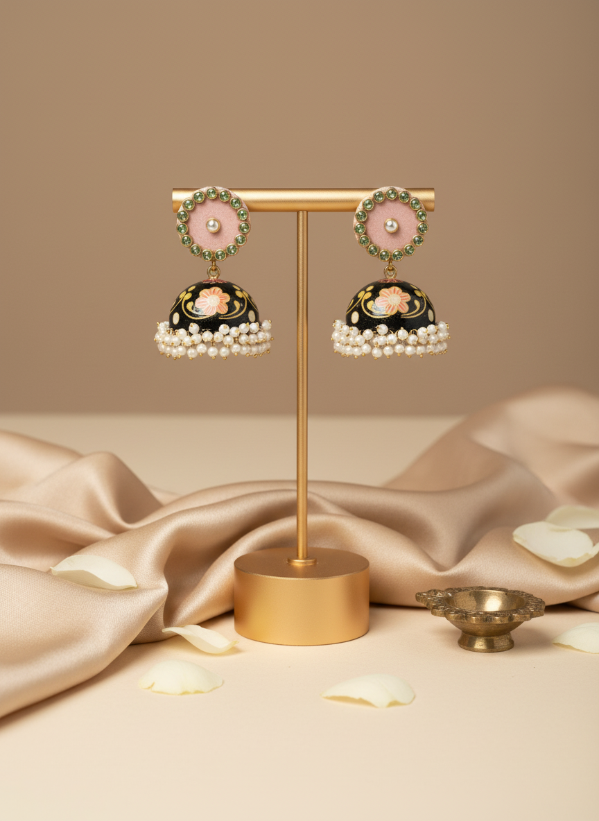 Stylish Black Jhumka Earrings for Women